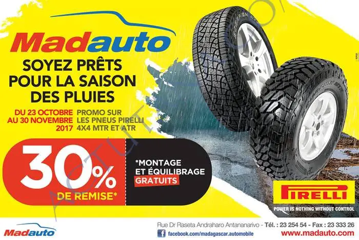 -30% : Promo pneus Pirelli 4X4 chez Madauto