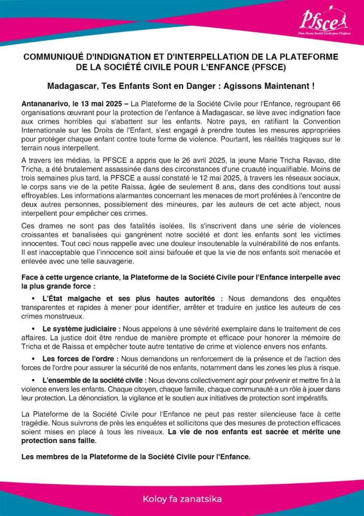 Communiqué société civile sur les meurtres aux 67 hectares 