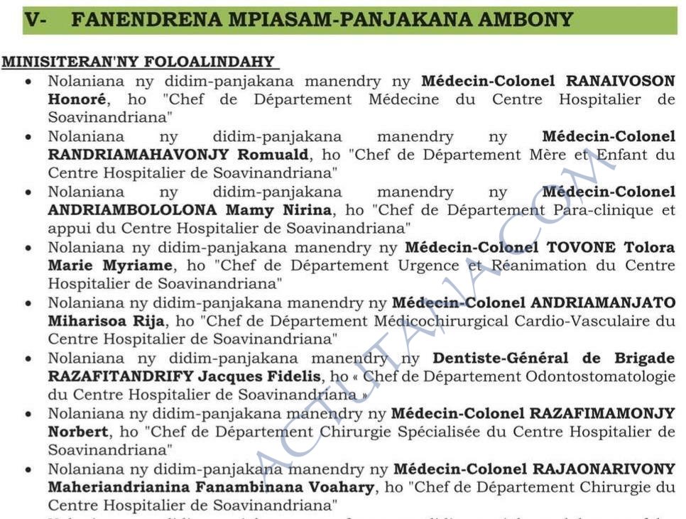 Et bé on passe le Karcher au centre hospitalier de Soavinandriana ?