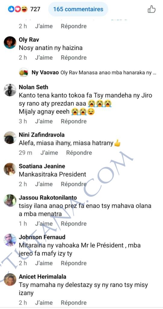 Andry Rajoelina commentaires Facebook 