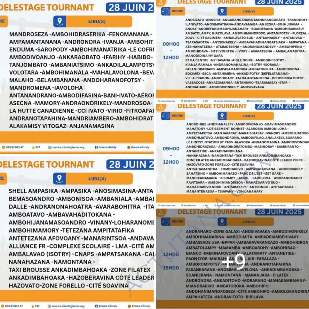 délestages Jirama