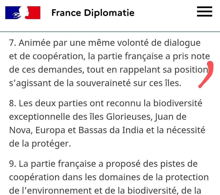 Iles Éparses : en fait le seul point où vous êtes d'accord