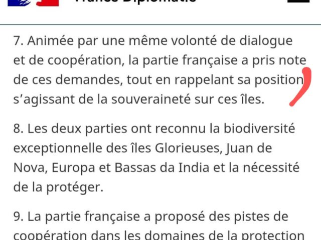 Iles Éparses : en fait le seul point où vous êtes d'accord